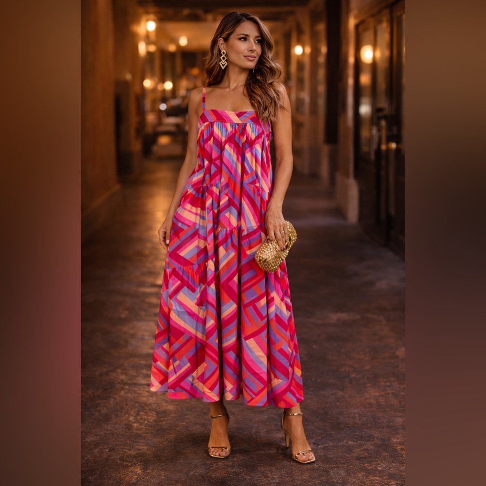 Abel the Label Anthropologie Babydoll Midi Dress Pockets